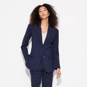 NEW Wild Fable™ Women's Oversized Blazer Navy/White Pinstripe